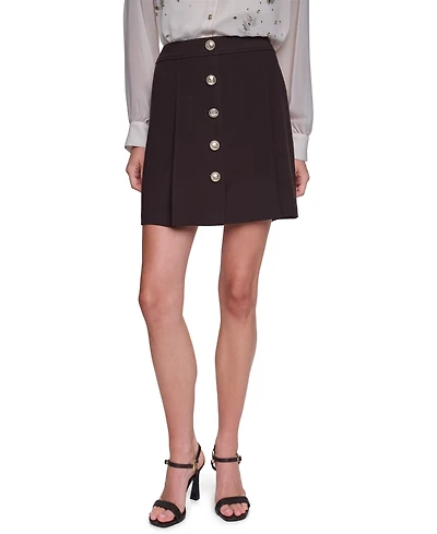 Karl Lagerfeld Paris Petite Button A-Line High-Waisted Mini Skirt