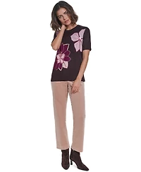 Karl Lagerfeld Paris Petite Floral-Print Sequin-Embellished Sweater