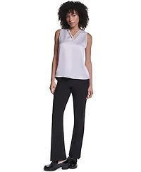 Karl Lagerfeld Paris Women's Satin V-Neck Strappy-Lattice Blouse