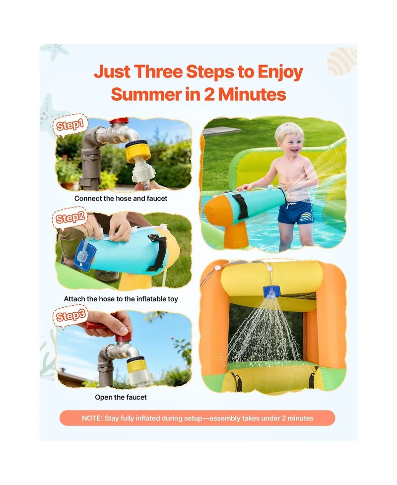 Hikeen Inflatable Bounce House, 13.3 x 11.4 x 8.4 ft Water Slide, Bouncer Castle with Climbing Wall, Double Tall Slides, Splash Pool