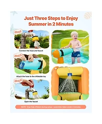 Hikeen Inflatable Bounce House, 13.3 x 11.4 x 8.4 ft Water Slide, Bouncer Castle with Climbing Wall, Double Tall Slides, Splash Pool