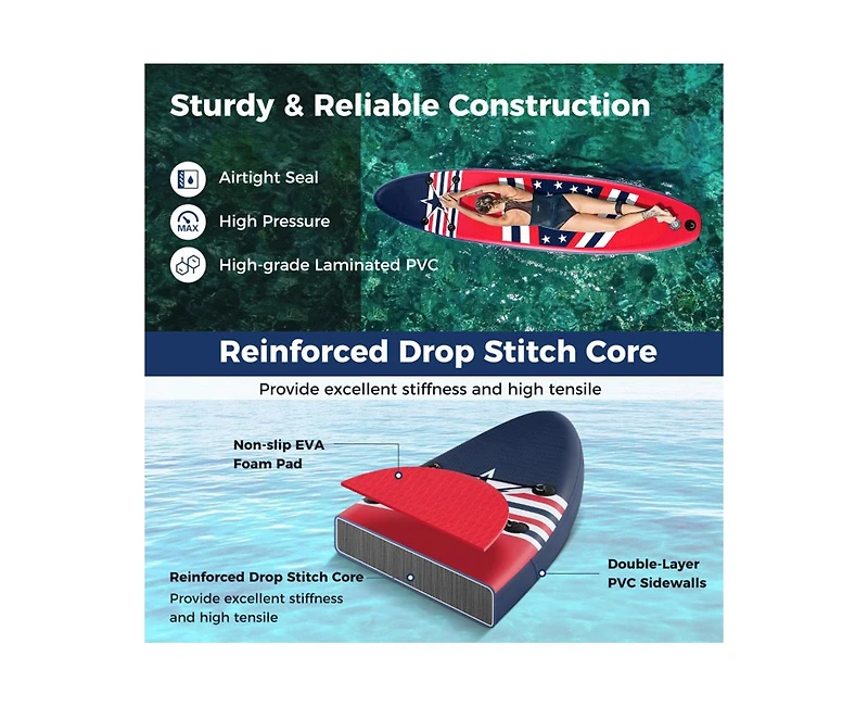 Hikeen Inflatable Paddle Board with Removable Fin and Backpack