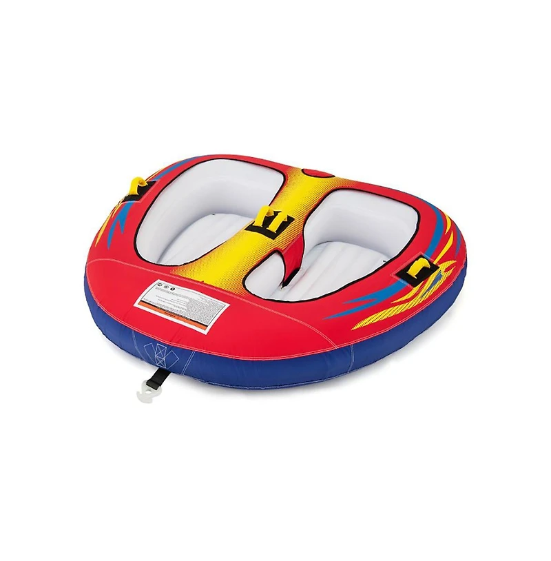 Hikeen 1 or 2 Person Inflatable Towable Tube for Boating with Drainage