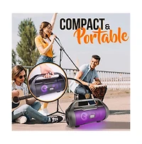 Pyle Portable Bluetooth BoomBox Speaker With Built-in Rgb Lights & Fm Radio, 500 Watt