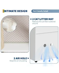 homfan Modern Double Cat Litter Box Cabinet Enclosure for 2 Cats, Hidden Washroom Furniture, Dual Compartments, Odor, Mark-Resistant Panels