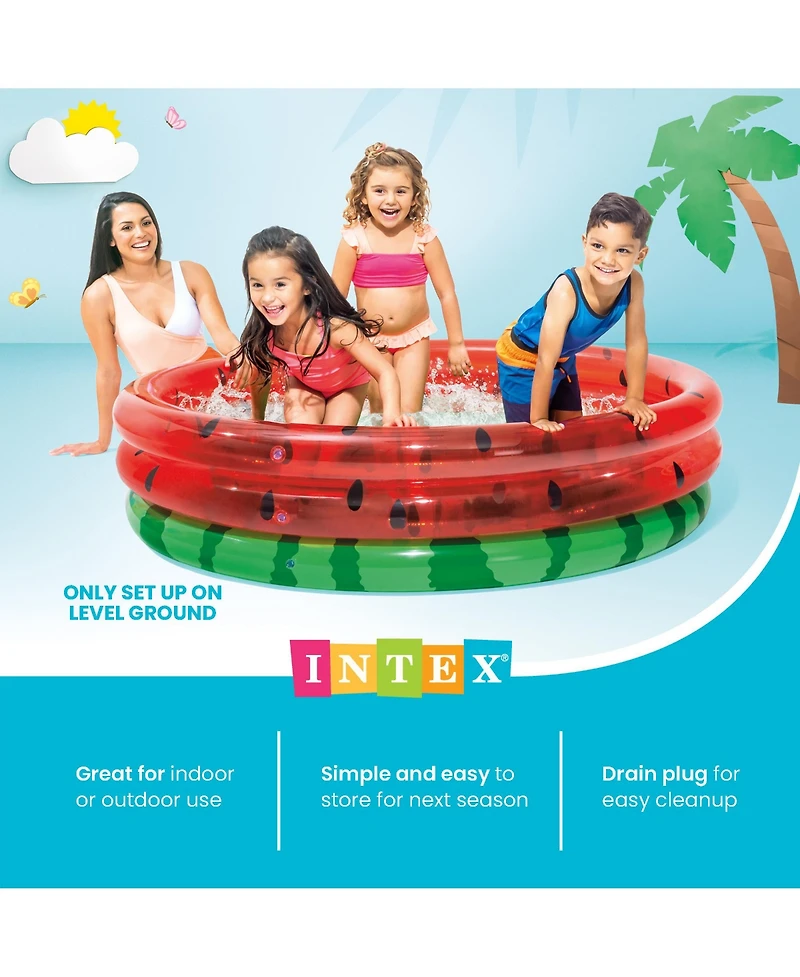 Intex 66-Inch Round Inflatable Outdoor Kids Swimming and Wading Watermelon Pool
