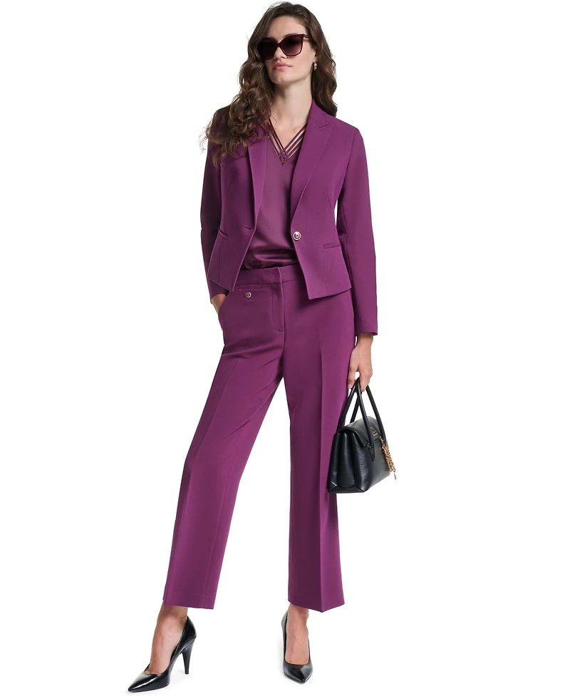 Karl Lagerfeld Paris Petite Cropped Single-Button Blazer