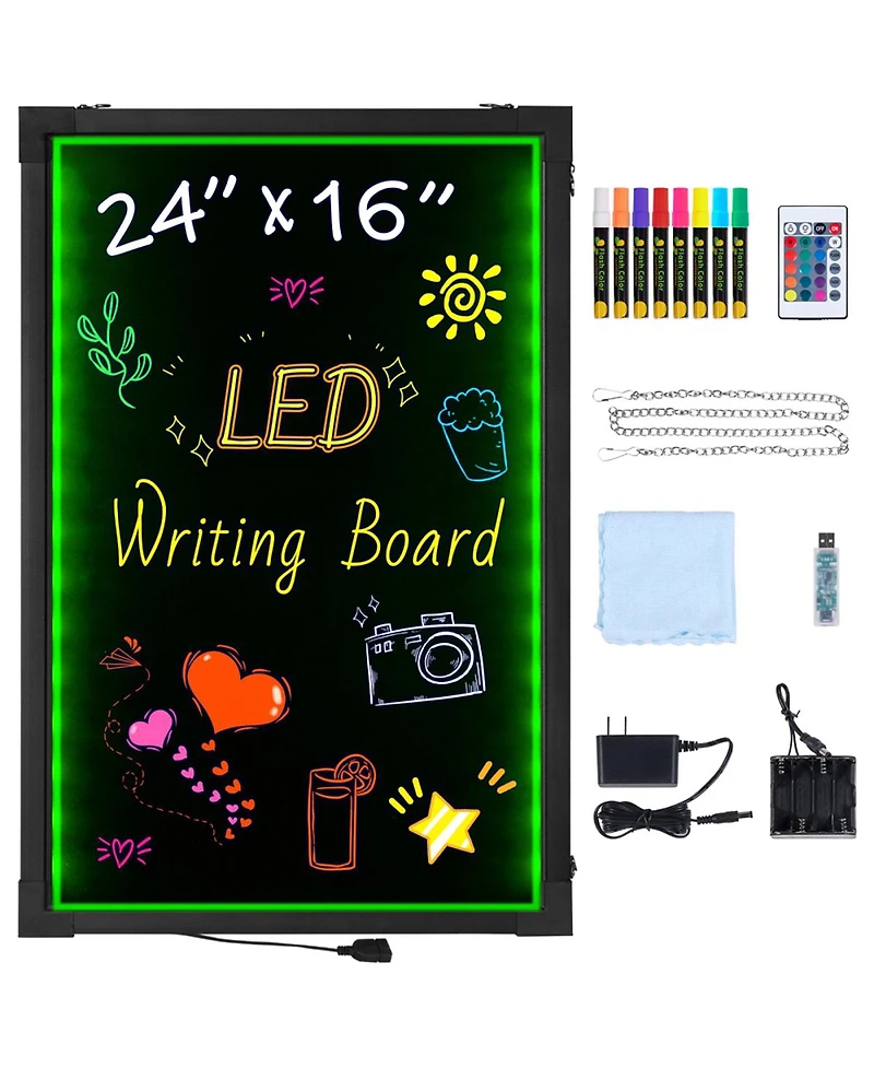 Yobtop Led Message Writing Board Illuminated Erasable Lighted Chalkboard, Neon Effect Menu Sign, Drawing Board with 8 Markers and Remote