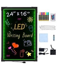 Yobtop Led Message Writing Board Illuminated Erasable Lighted Chalkboard, Neon Effect Menu Sign, Drawing Board with 8 Markers and Remote