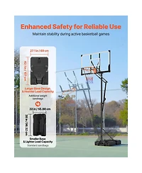 Sugift Portable Basketball Hoop 5.25 to 10 feet Height Adjustment with 48 in Pc Backboard and Wheels