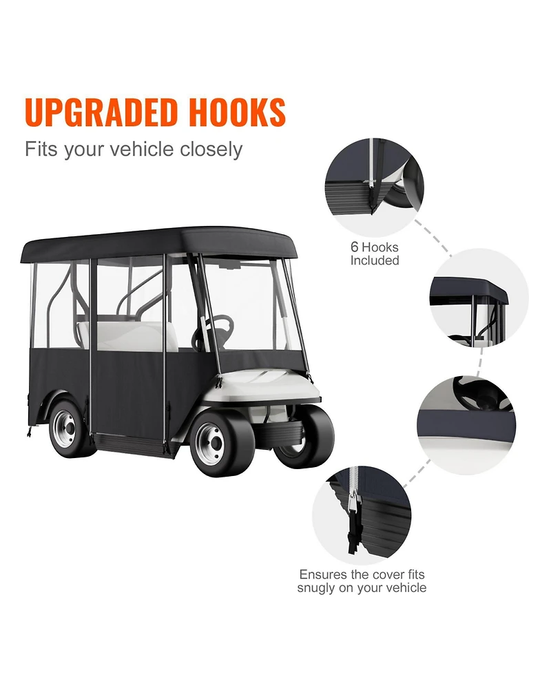 Sugift Polyester Golf Cart Driving Enclosure Cover for 4-Seat Carts