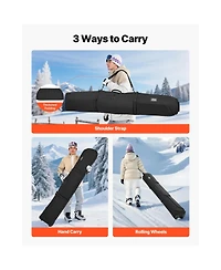 Sugift Padded Ski Roller Bag with Wheels 600D Waterproof for Air Travel