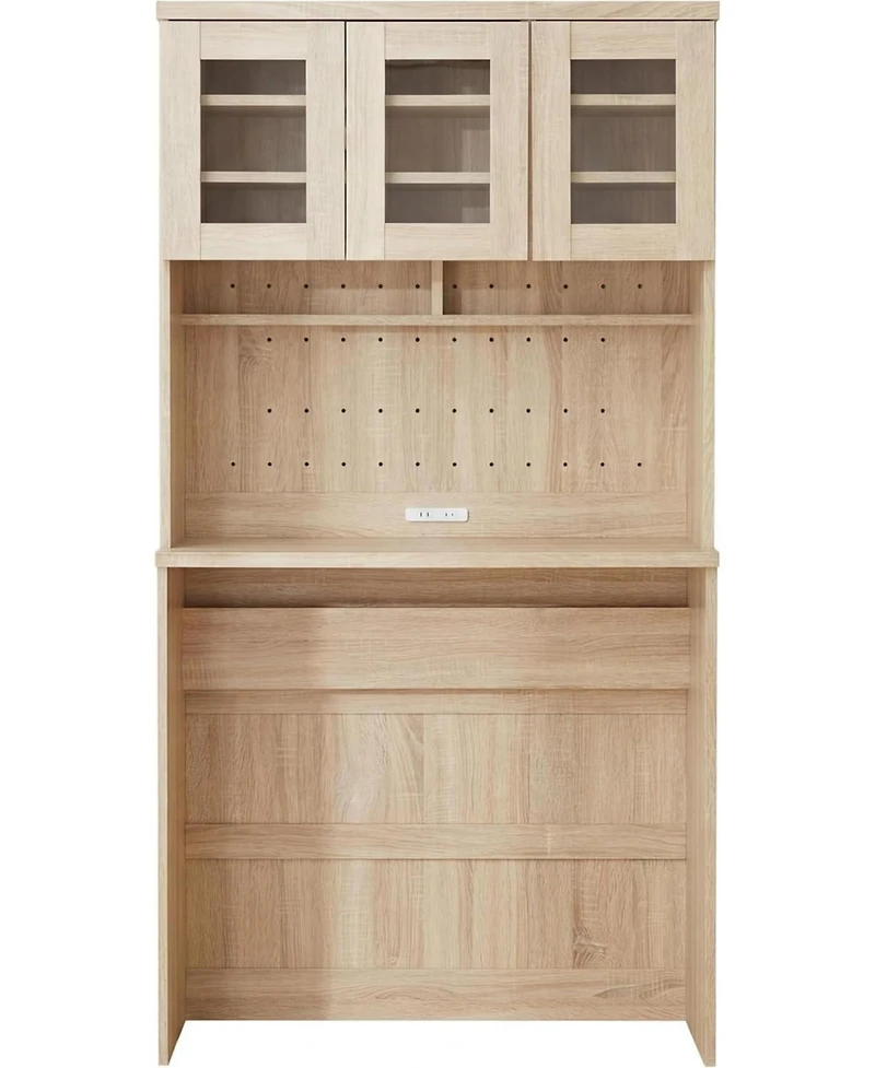 gaomon 71.5" H Kitchen Cabinet with Trash Can Storage – Kitchen Trash Can Cabinet with Microwave Stand, 35.4" Wide Kitchen Pantry for Dining Room