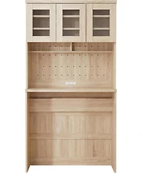 gaomon 71.5" H Kitchen Cabinet with Trash Can Storage – Kitchen Trash Can Cabinet with Microwave Stand, 35.4" Wide Kitchen Pantry for Dining Room