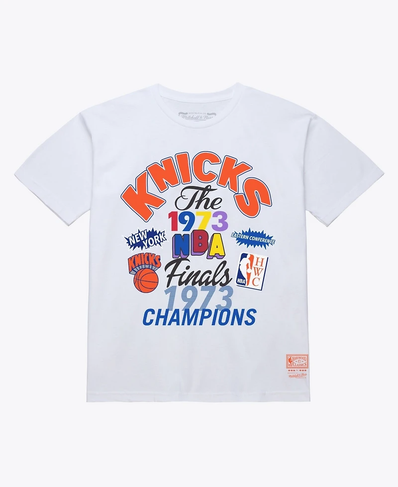 Mitchell & Ness Men's White New York Knicks 1973 Nba Finals Champions Fest T-Shirt