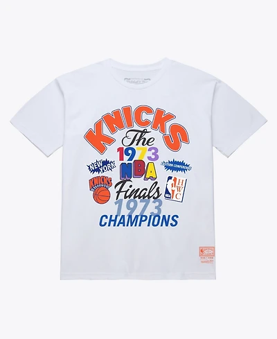 Mitchell & Ness Men's White New York Knicks 1973 Nba Finals Champions Fest T-Shirt