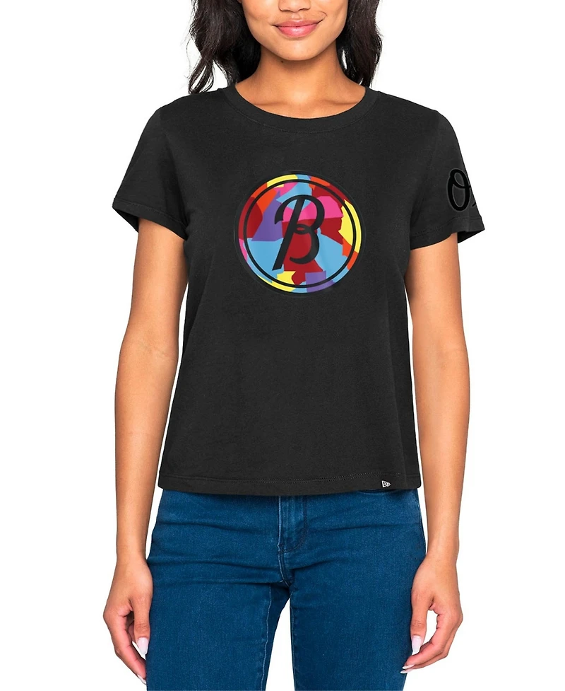 New Era Women's Baltimore Orioles 2023 City Connect Cap Logo Screen Print Graphics T-Shirt
