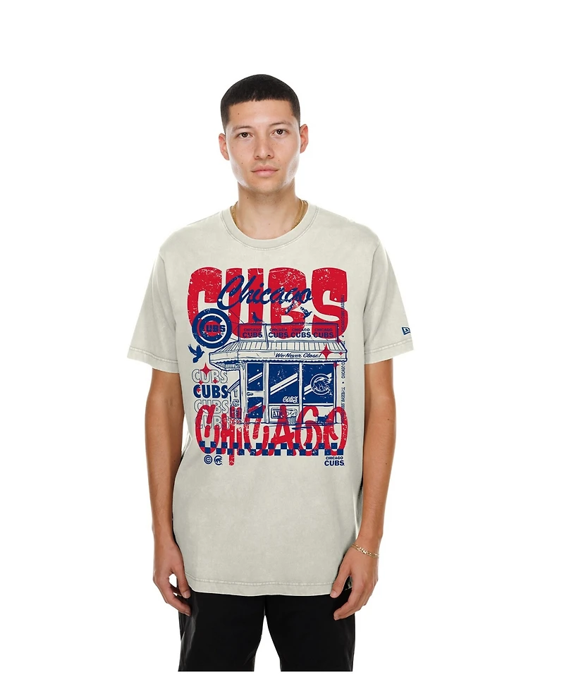 New Era Men's Cream Chicago Cubs Injection Lifestyle Foodie Fashion T-Shirt
