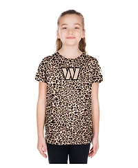 New Era Big Girls Tan Washington Commanders Mom Me Leopard T-Shirt