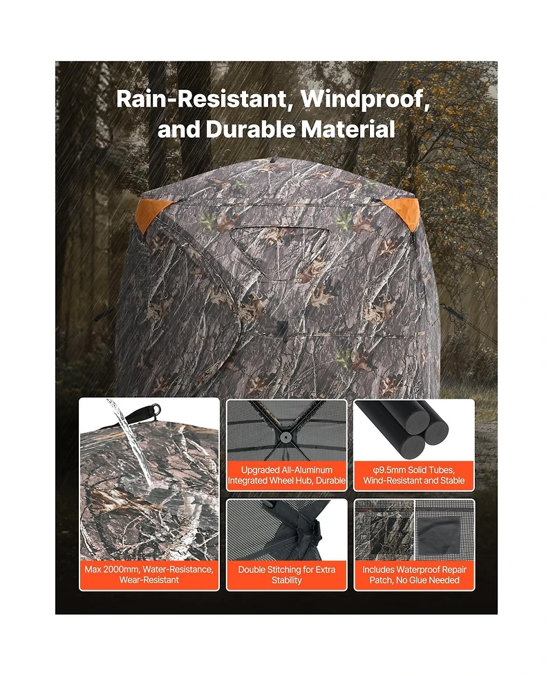 Sugift 270degree(s) See Through 4-5 Person Pop Up Hunting Blind with Carrying Bag One-Way Mesh Tent
