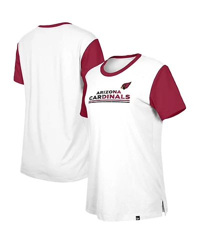 New Era Women's Arizona Cardinals Third Down Color Block Crewneck T-Shirt