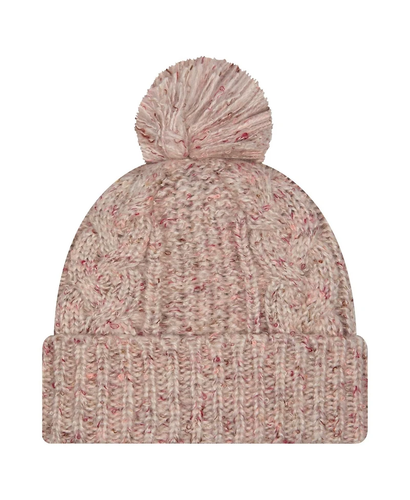 New Era Women's Stone New York Jets Trendy Tone Cuffed Pom with Knit Hat