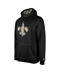 New Era Men's Black Orleans Saints 3rd Down Plaid Pullover Hoodie