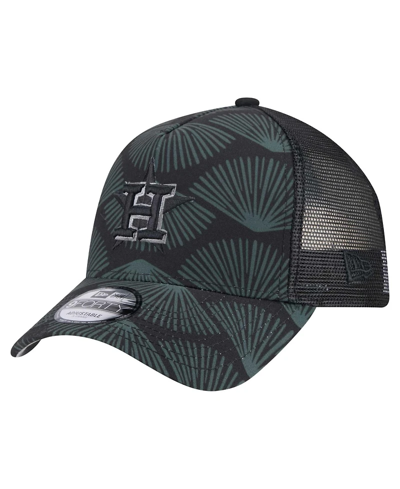 New Era Men's Black Houston Astros 9FORTY A-Frame Trucker Adjustable Hat