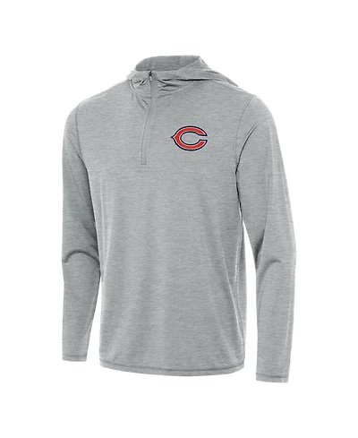 Antigua Men's Heather Gray Chicago Bears Tidy Quarter-Zip Pullover Hoodie
