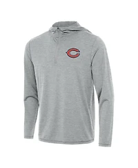 Antigua Men's Heather Gray Chicago Bears Tidy Quarter-Zip Pullover Hoodie