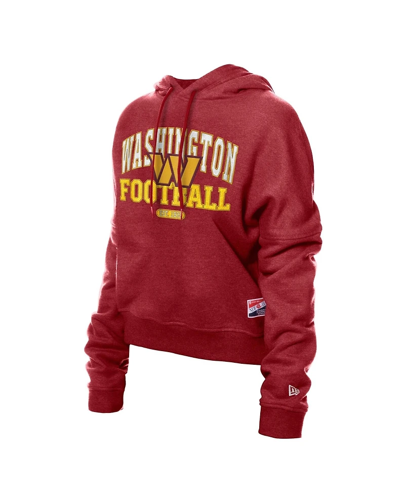 New Era Women's Washington Commanders Throwback Boxy Long-Sleeve Hoodie Sweatshirt