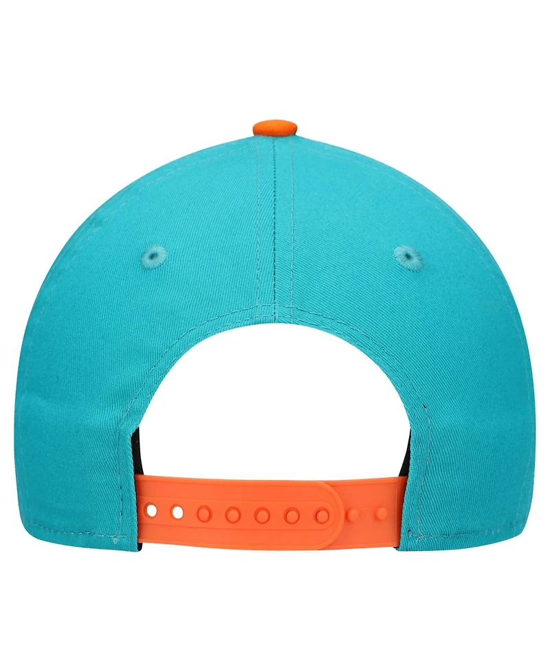 New Era Big Boys and Girls Aqua/Orange Miami Dolphins Arch Coolera 9FORTY A-Frame Adjustable Hat