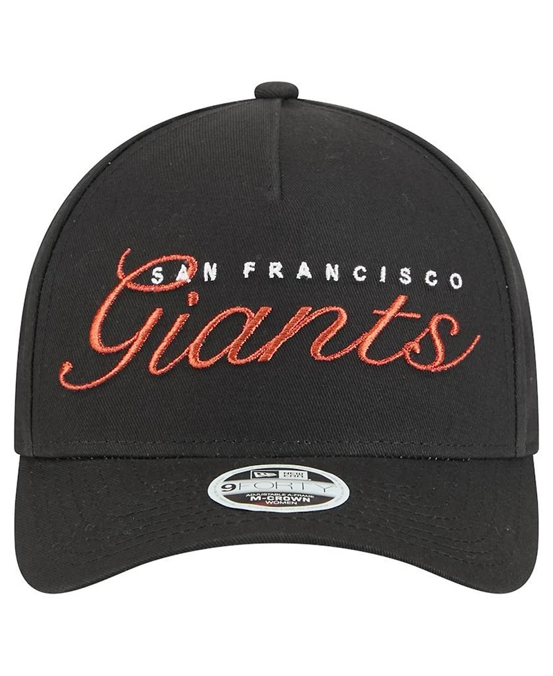 New Era Women's Black San Francisco Giants Metallic A-Frame 9FORTY Adjustable Hat