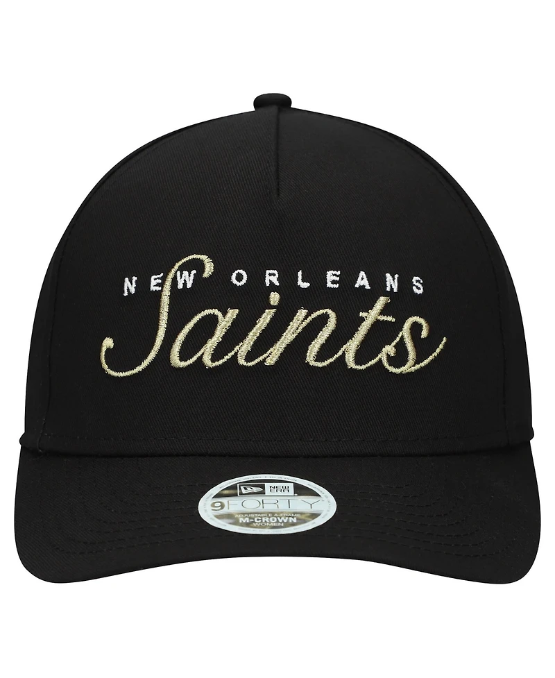 New Era Women's Black New Orleans Saints Metallic 9FORTY M-Crown A-Frame Adjustable Hat