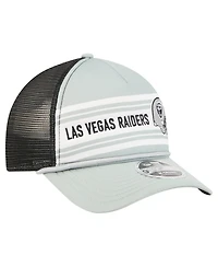 New Era Men's Silver Las Vegas Raiders Linear A-Frame 9FORTY Adjustable Hat