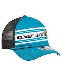 New Era Men's Teal Jacksonville Jaguars Throwback Linear A-Frame 9FORTY Adjustable Hat
