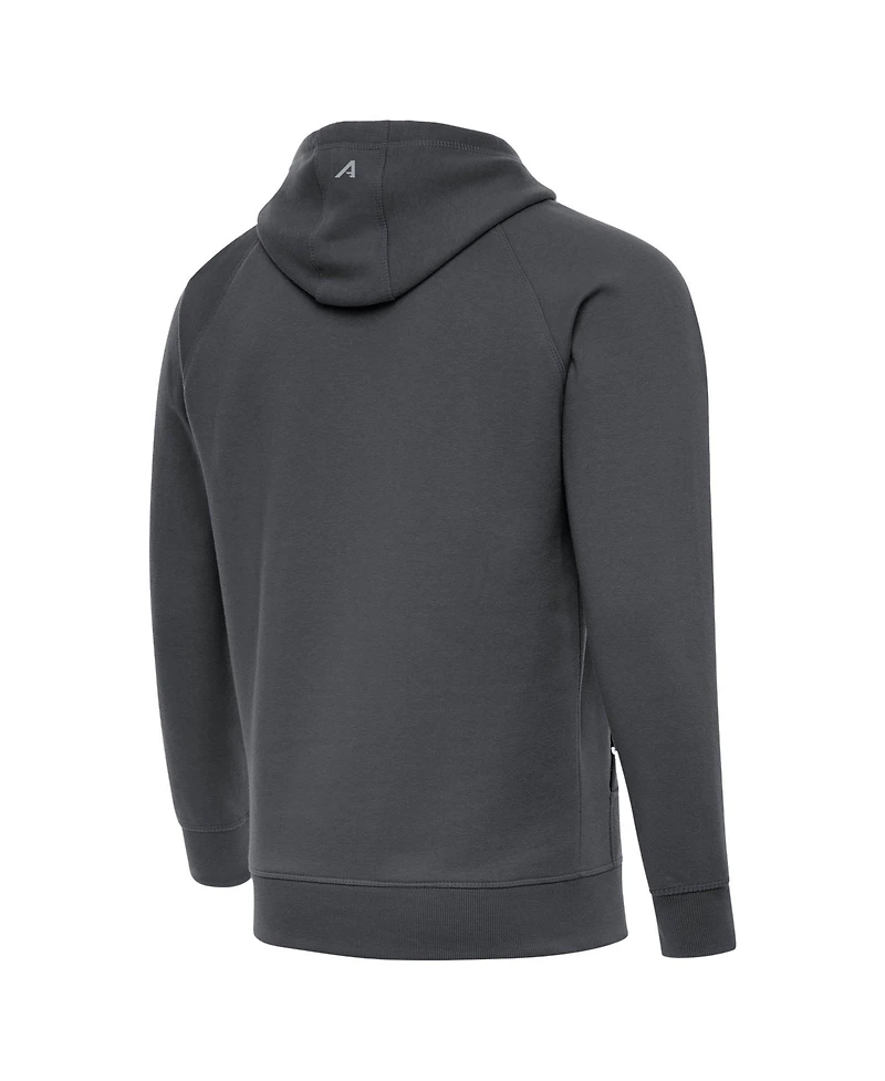 Antigua Men's Charcoal New England Patriots Brushed Carbon Victory Pullover Hoodie