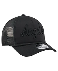 New Era Men's Black Los Angeles Angels City Initial 9FORTY A-Frame M-Crown Adjustable Trucker Hat