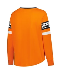 New Era Women's Plus Cincinnati Bengals Long-Sleeve Lace-Up Cotton-Blend T-Shirt