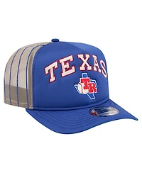 New Era Men's Royal Texas Rangers Vintage Arched Foam Front 9FIFTY A-Frame Adjustable Trucker Hat