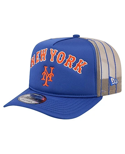 New Era Men's Royal New York Mets Vintage Arched Foam Front 9FIFTY A-Frame Adjustable Trucker Hat