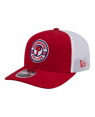 New Era Men's Red Philadelphia Phillies Active 9SEVENTY Adjustable Trucker Hat