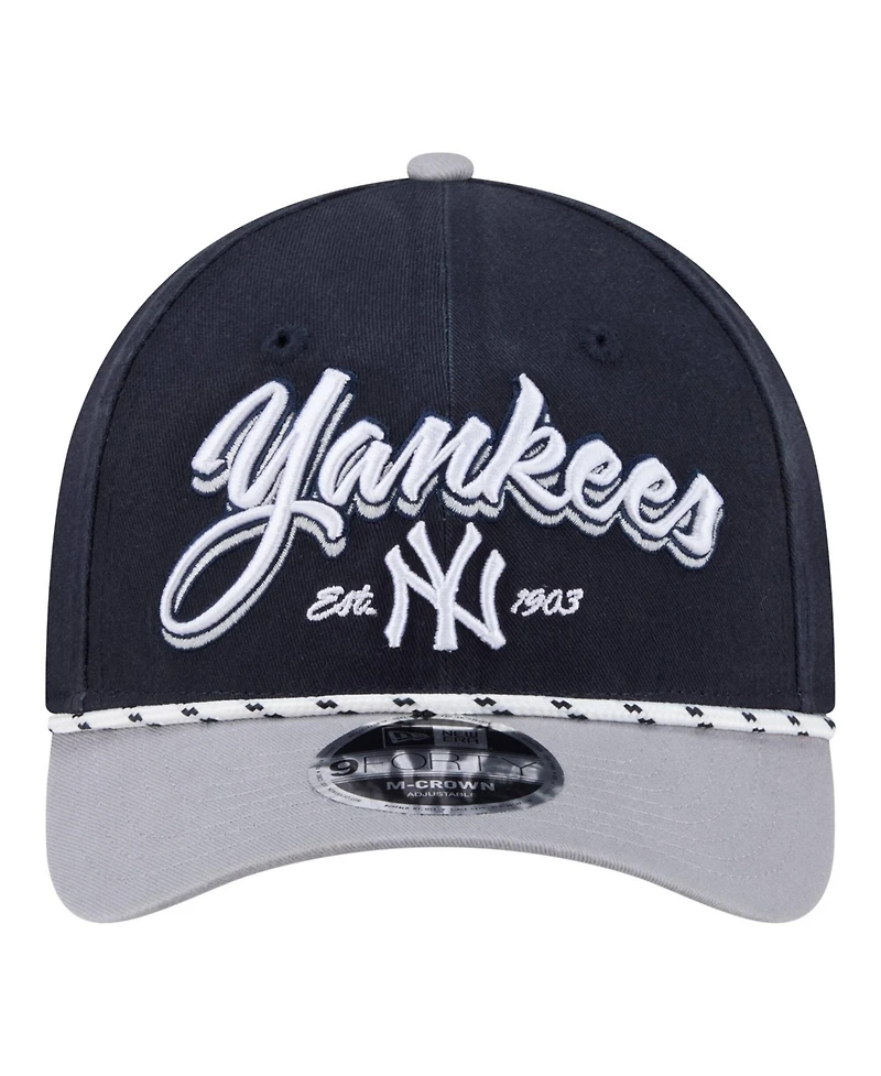 New Era Men's Navy/Gray New York Yankees Team Loyal 9FORTY M-Crown Adjustable Hat