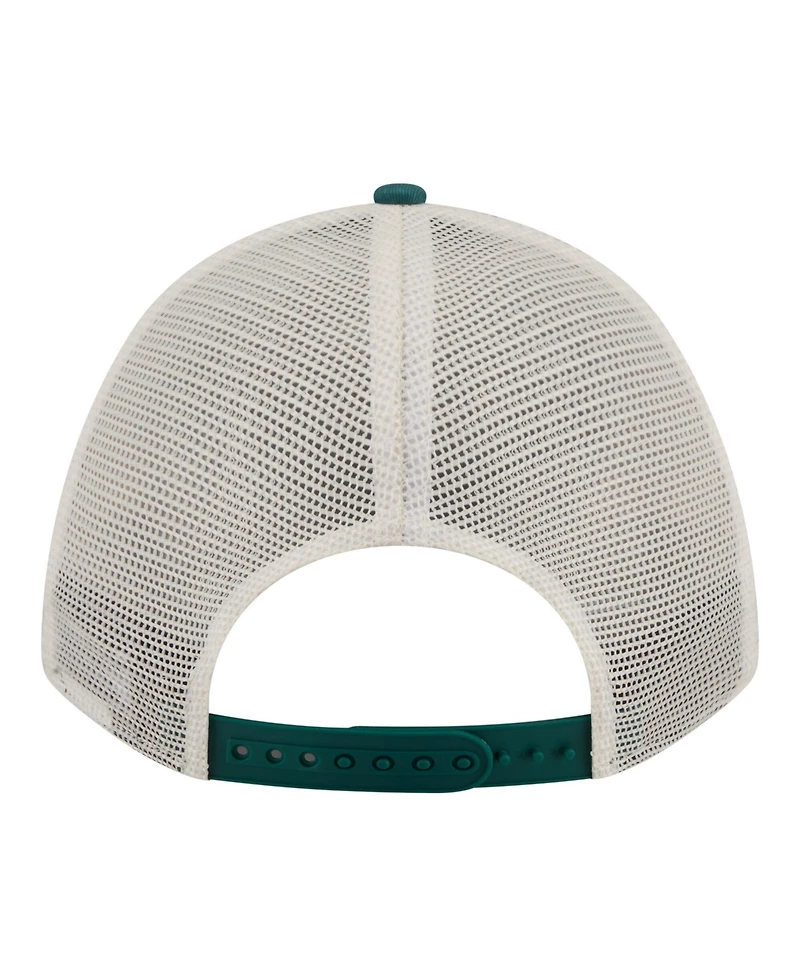 New Era Women's Cream/Green Philadelphia Eagles Retro A-Frame 9FORTY Adjustable Hat