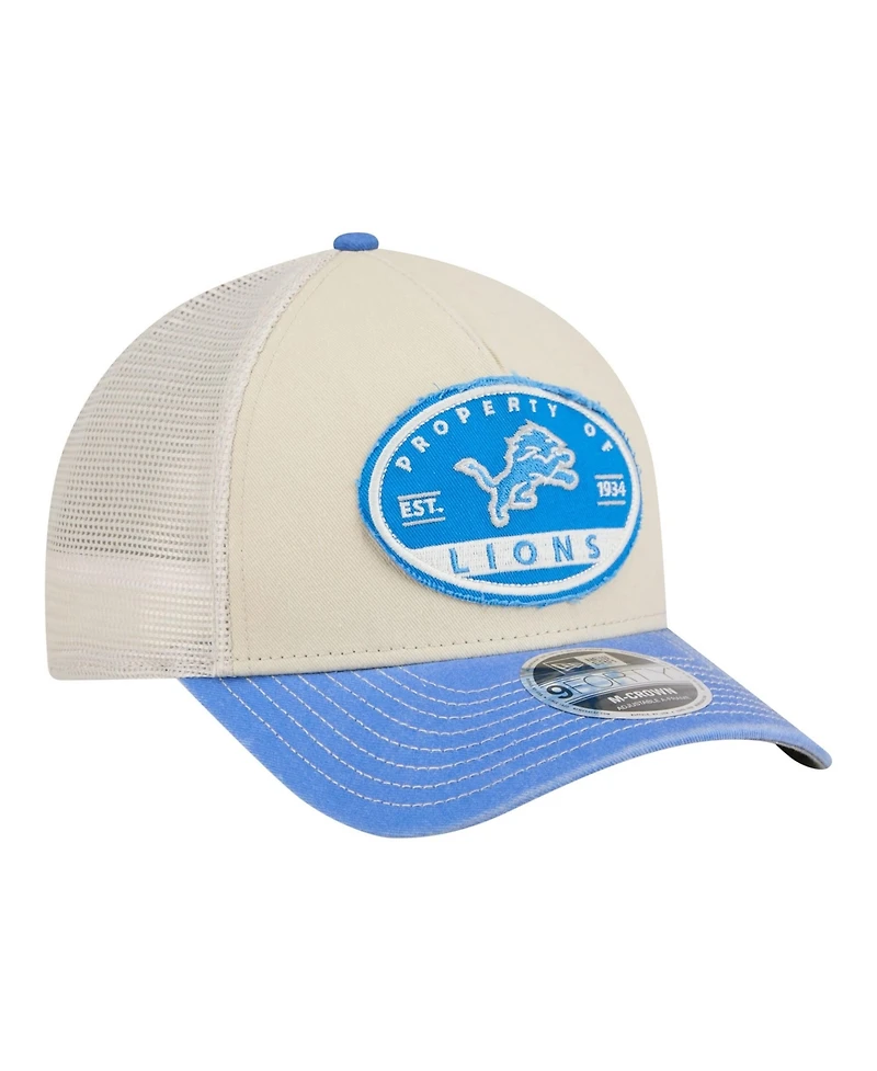 New Era Men's Natural Detroit Lions Frayed M-Crown A-Frame 9FORTY Adjustable Hat