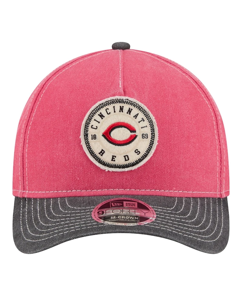 New Era Men's Red/Black Cincinnati Reds Felt M-Crown 9FORTY Adjustable Hat