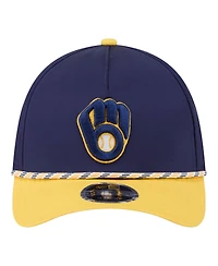 New Era Men's Navy/Gold Milwaukee Brewers Rope M-Crown A-Frame 39THIRTY Flex Hat
