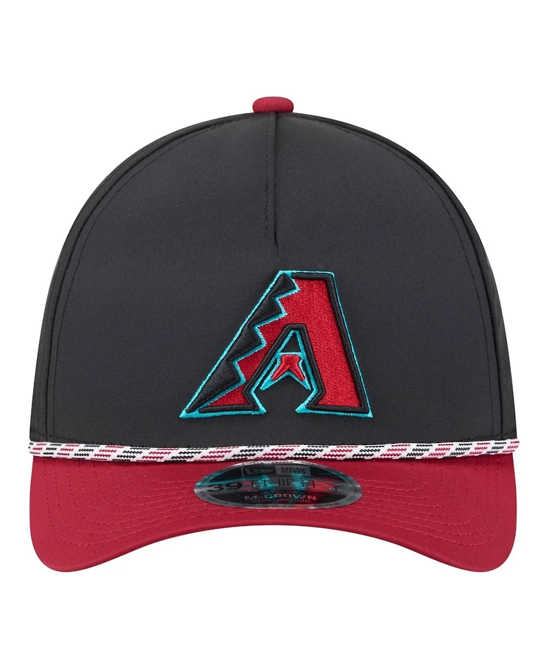 New Era Men's Black/Red Arizona Diamondbacks Rope M-Crown A-Frame 39THIRTY Flex Hat