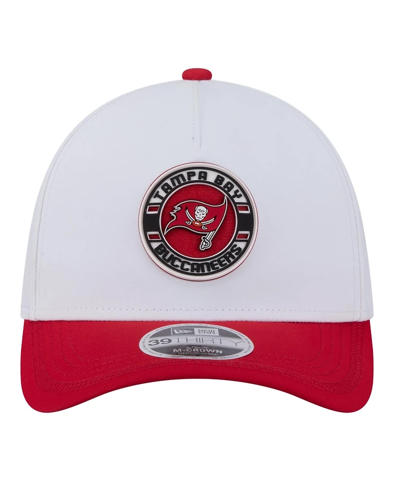 New Era Men's White/Red Tampa Bay Buccaneers Patch 39THIRTY A-Frame M-Crown Perforated Flex Hat