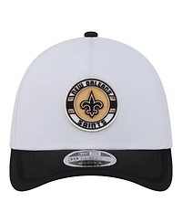 New Era Men's White/Black Orleans Saints Patch 39THIRTY A-Frame M-Crown Perforated Flex Hat